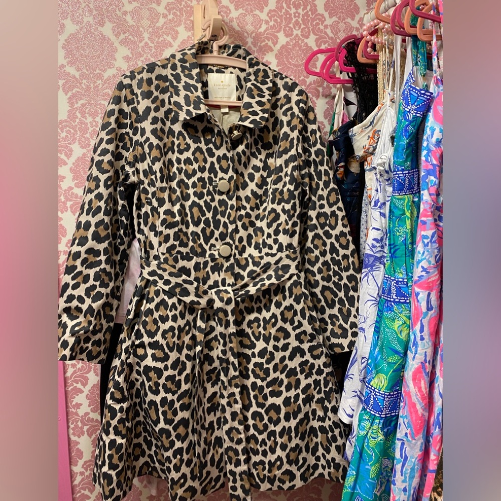 Kate Spade leopard a-line coat XL